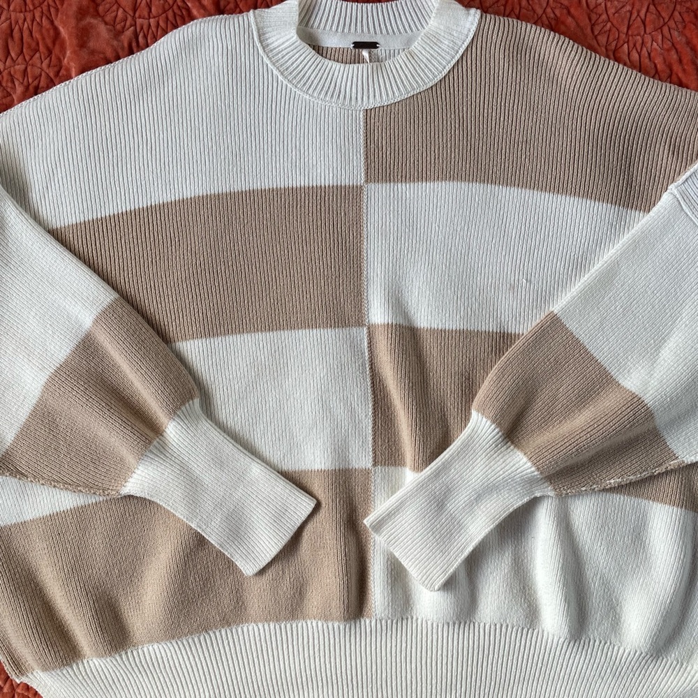 Striped Beige and White Sweater